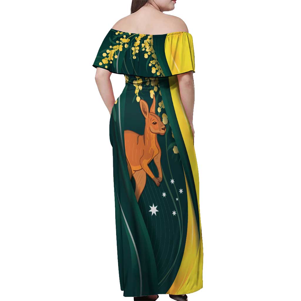 Australia Day Off Shoulder Maxi Dress Kangaroo National Color