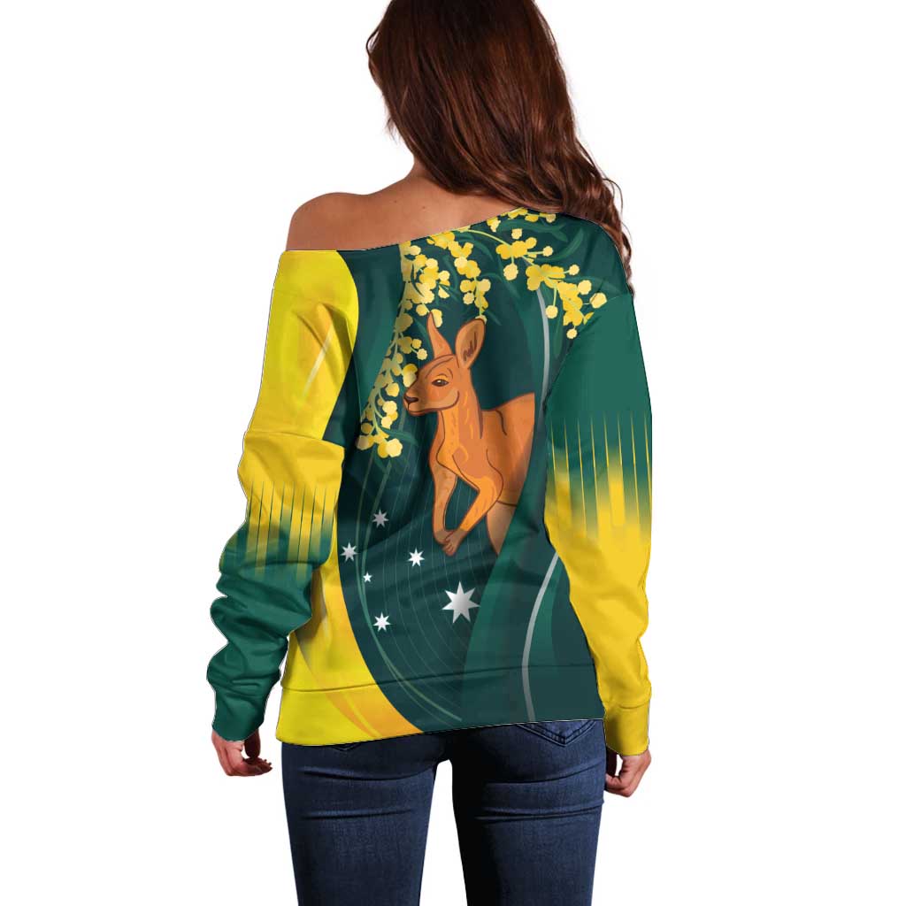 Australia Day Off Shoulder Sweater Kangaroo National Color - Vibe Hoodie Shop