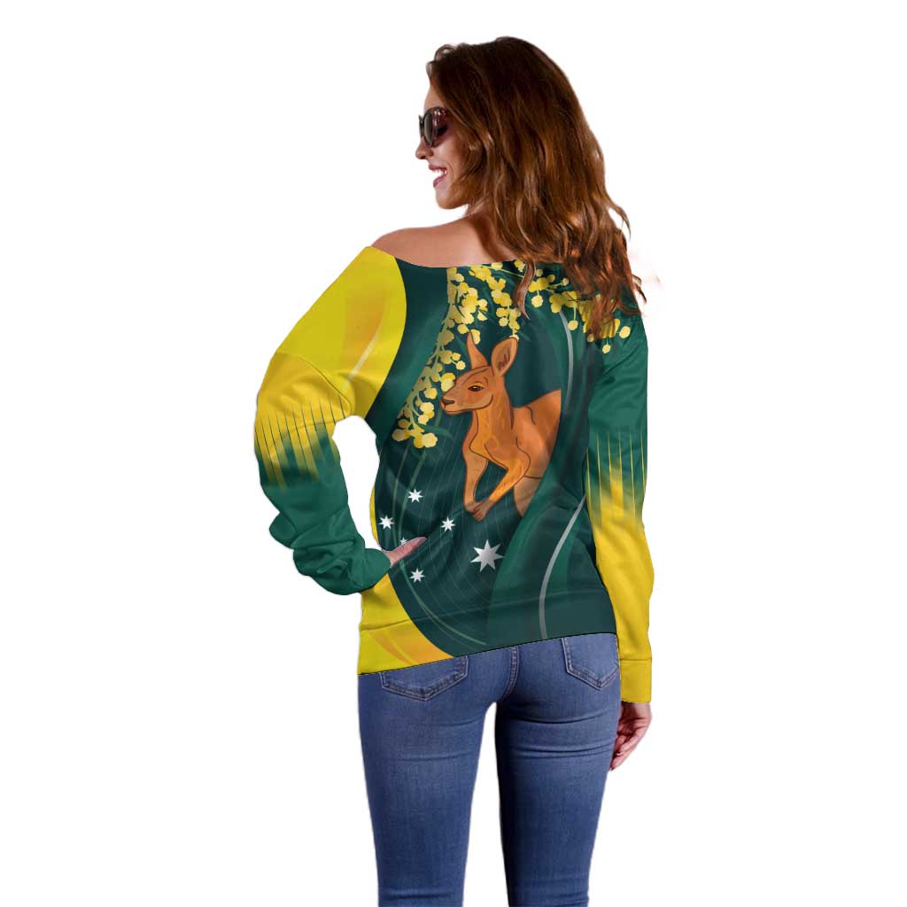 Australia Day Off Shoulder Sweater Kangaroo National Color - Vibe Hoodie Shop