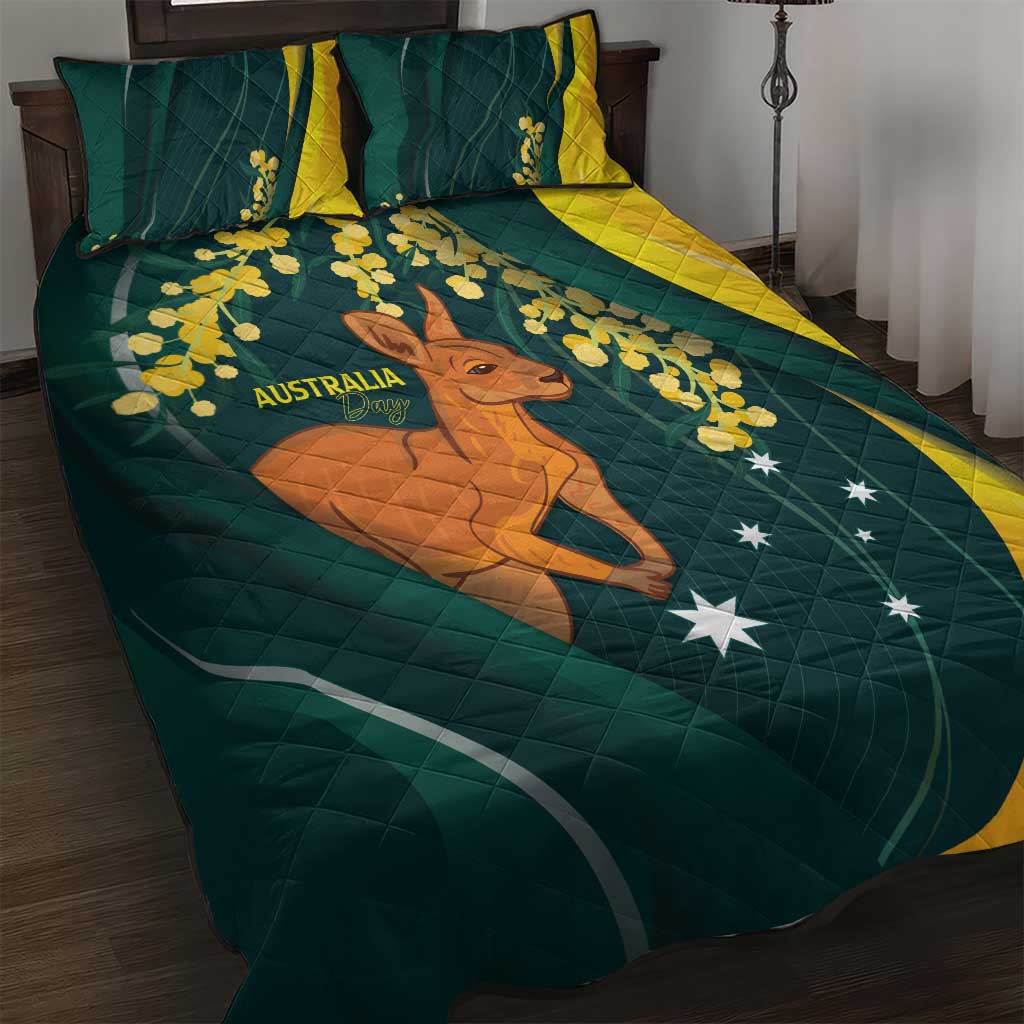 Australia Day Quilt Bed Set Kangaroo National Color - Vibe Hoodie Shop