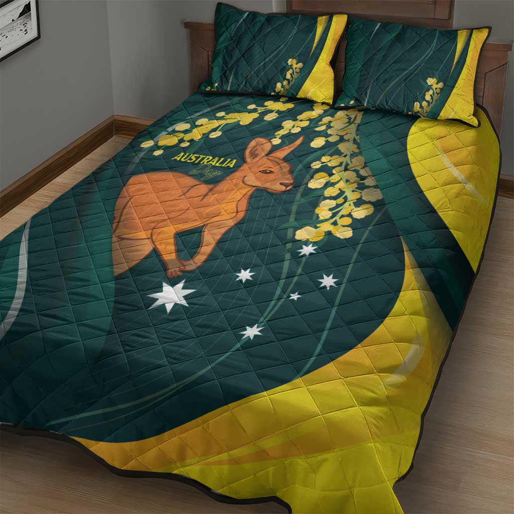 Australia Day Quilt Bed Set Kangaroo National Color - Vibe Hoodie Shop