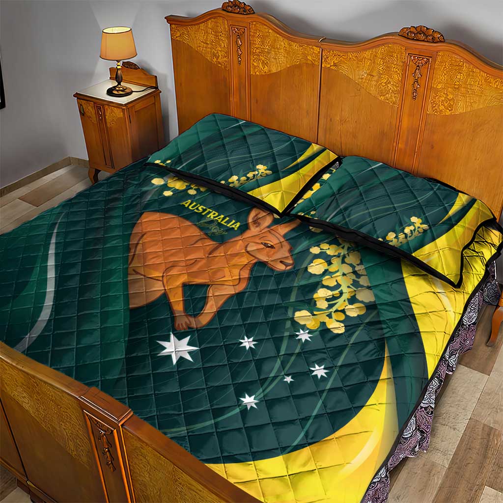 Australia Day Quilt Bed Set Kangaroo National Color - Vibe Hoodie Shop