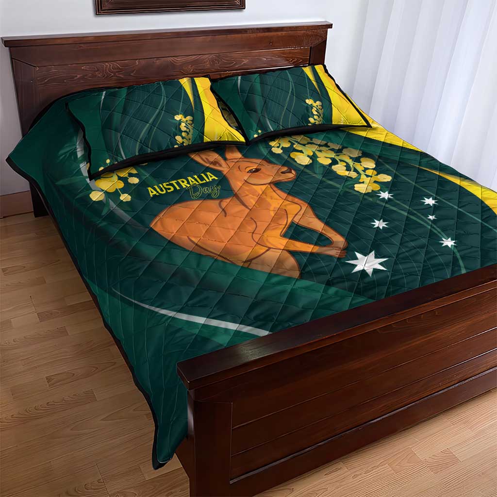 Australia Day Quilt Bed Set Kangaroo National Color - Vibe Hoodie Shop