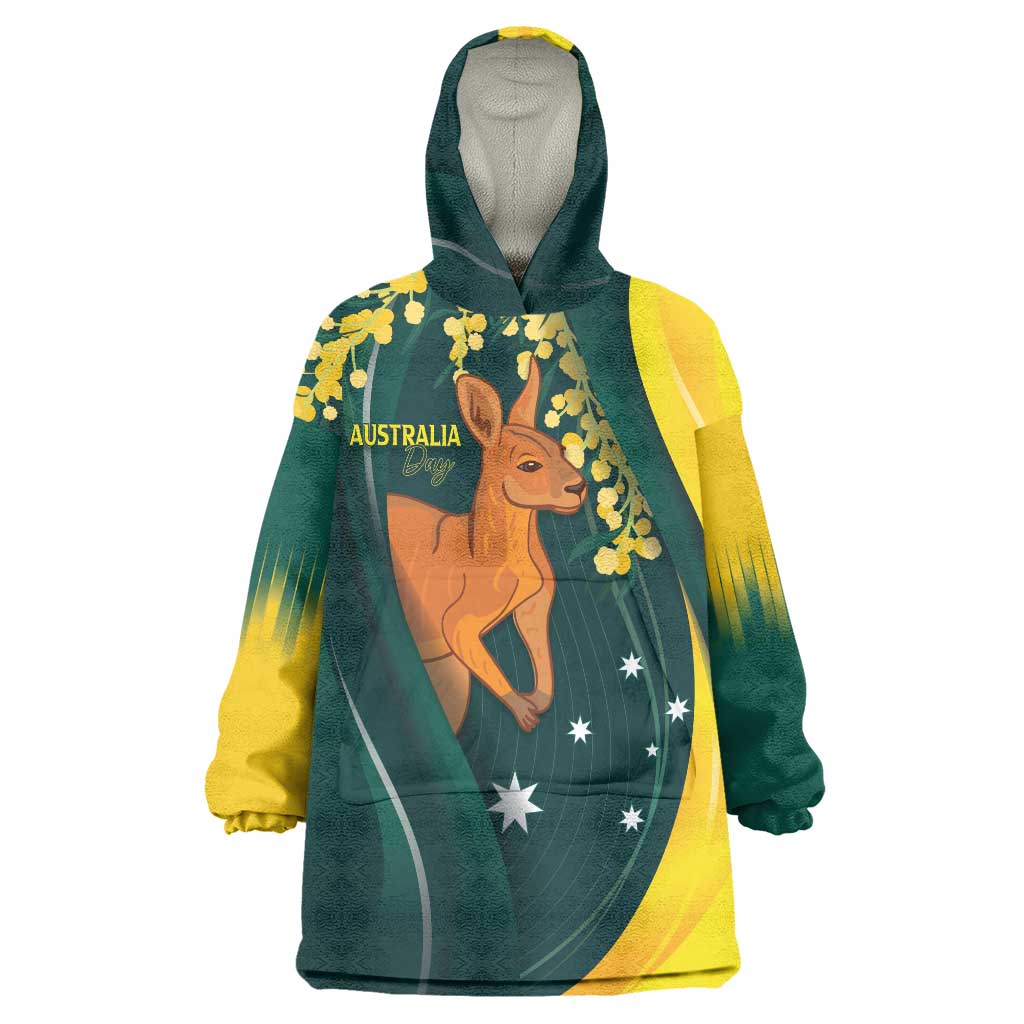 Australia Day Wearable Blanket Hoodie Kangaroo National Color - Vibe Hoodie Shop