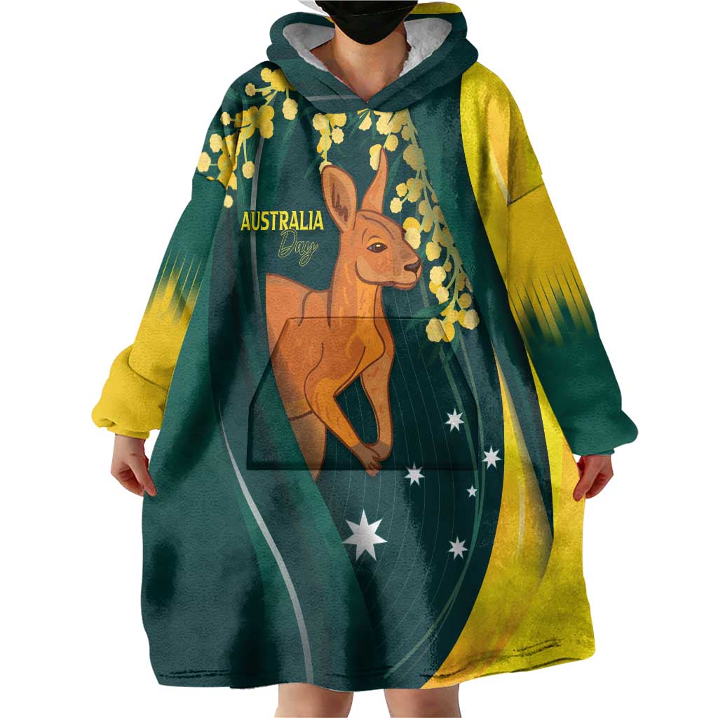 Australia Day Wearable Blanket Hoodie Kangaroo National Color - Vibe Hoodie Shop