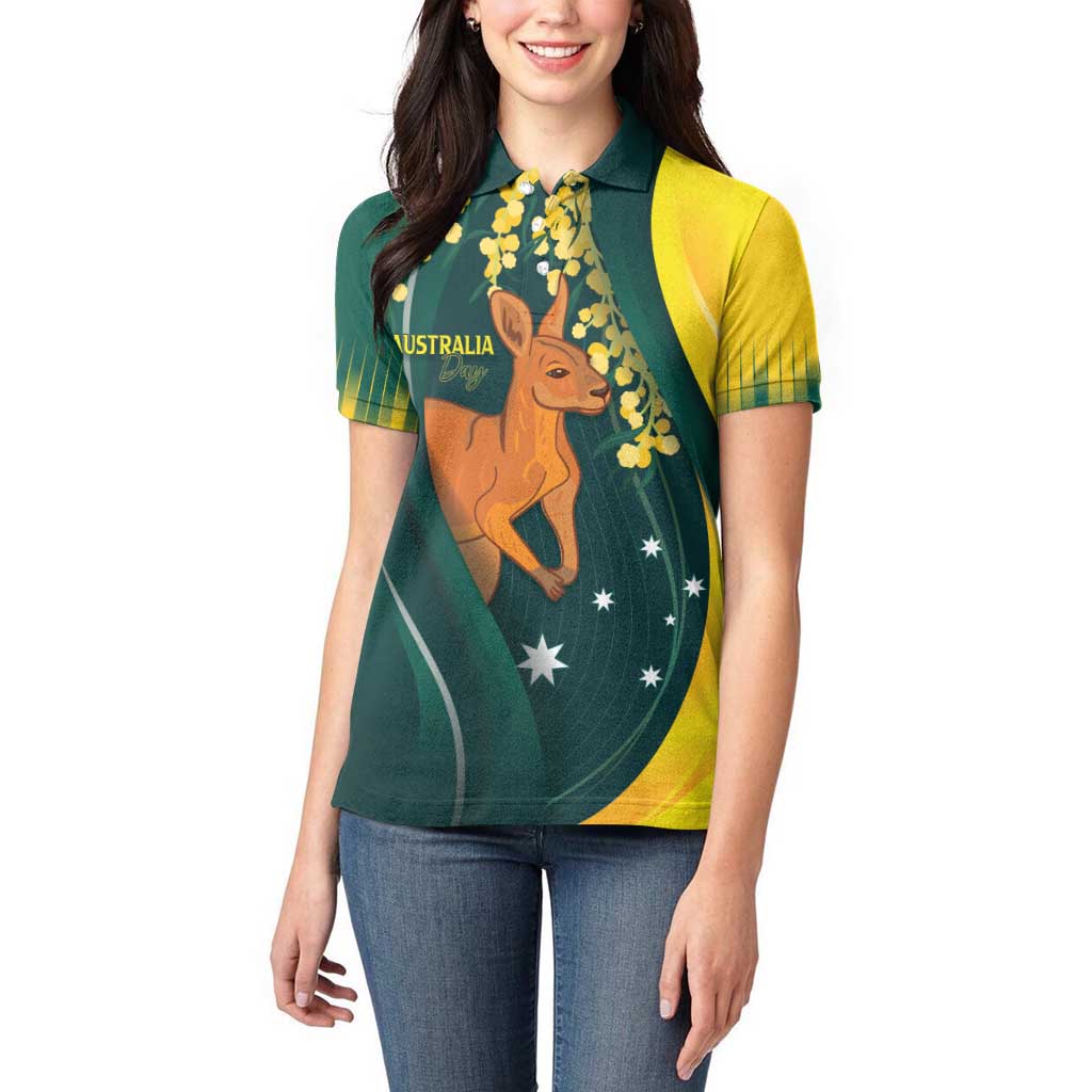 Australia Day Women Polo Shirt Kangaroo National Color - Vibe Hoodie Shop