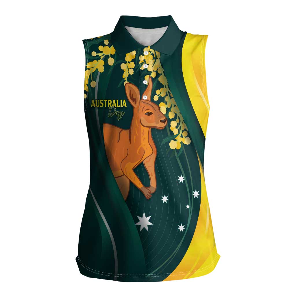 Australia Day Women Sleeveless Polo Shirt Kangaroo National Color