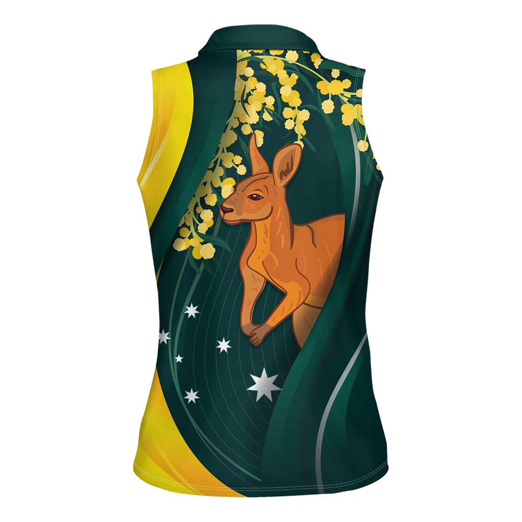 Australia Day Women Sleeveless Polo Shirt Kangaroo National Color