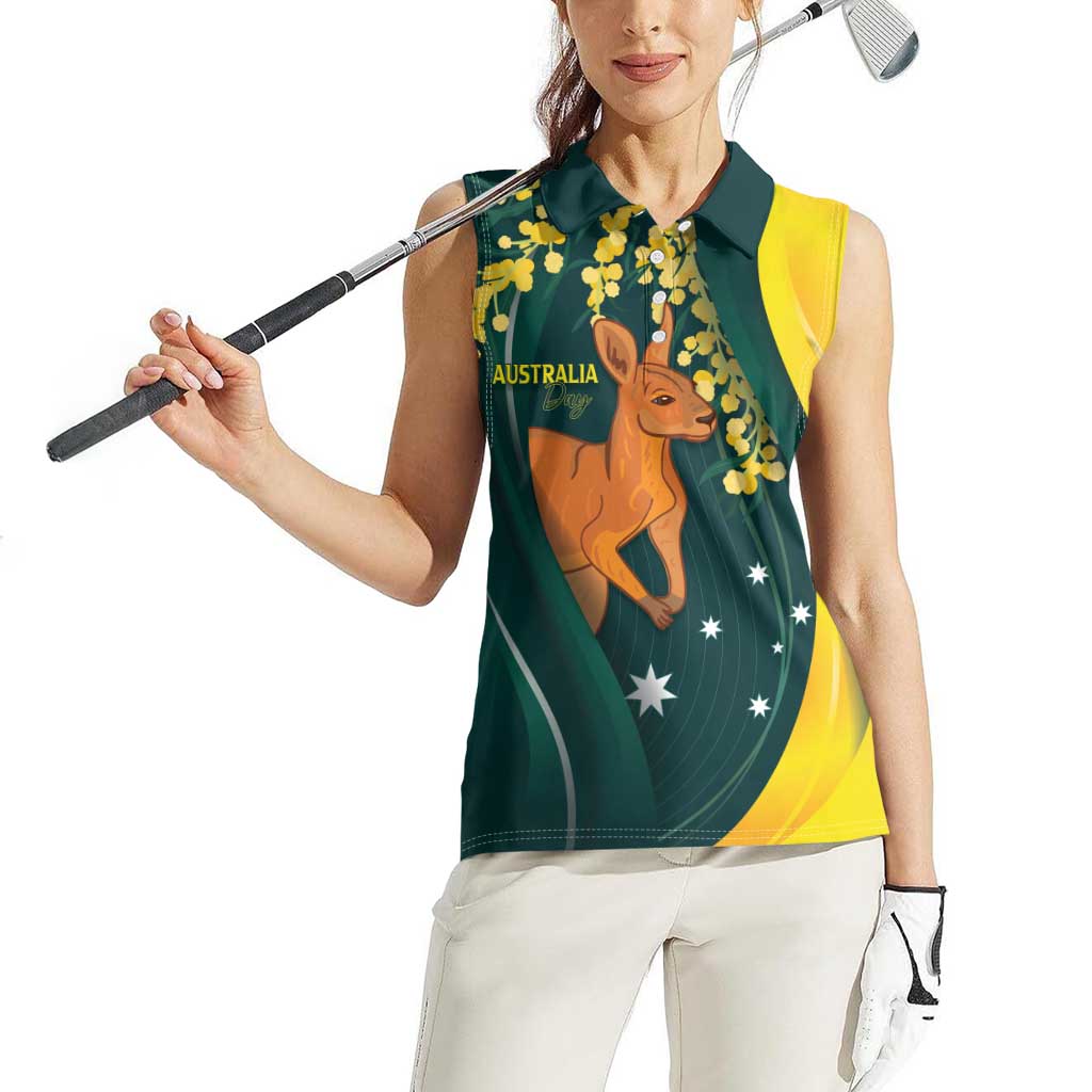 Australia Day Women Sleeveless Polo Shirt Kangaroo National Color