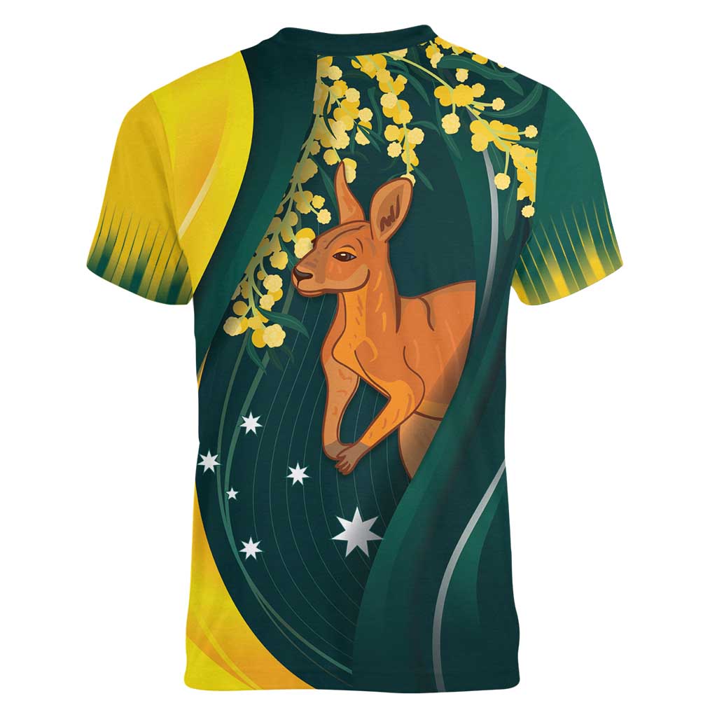 Australia Day Women V-Neck T-Shirt Kangaroo National Color - Vibe Hoodie Shop