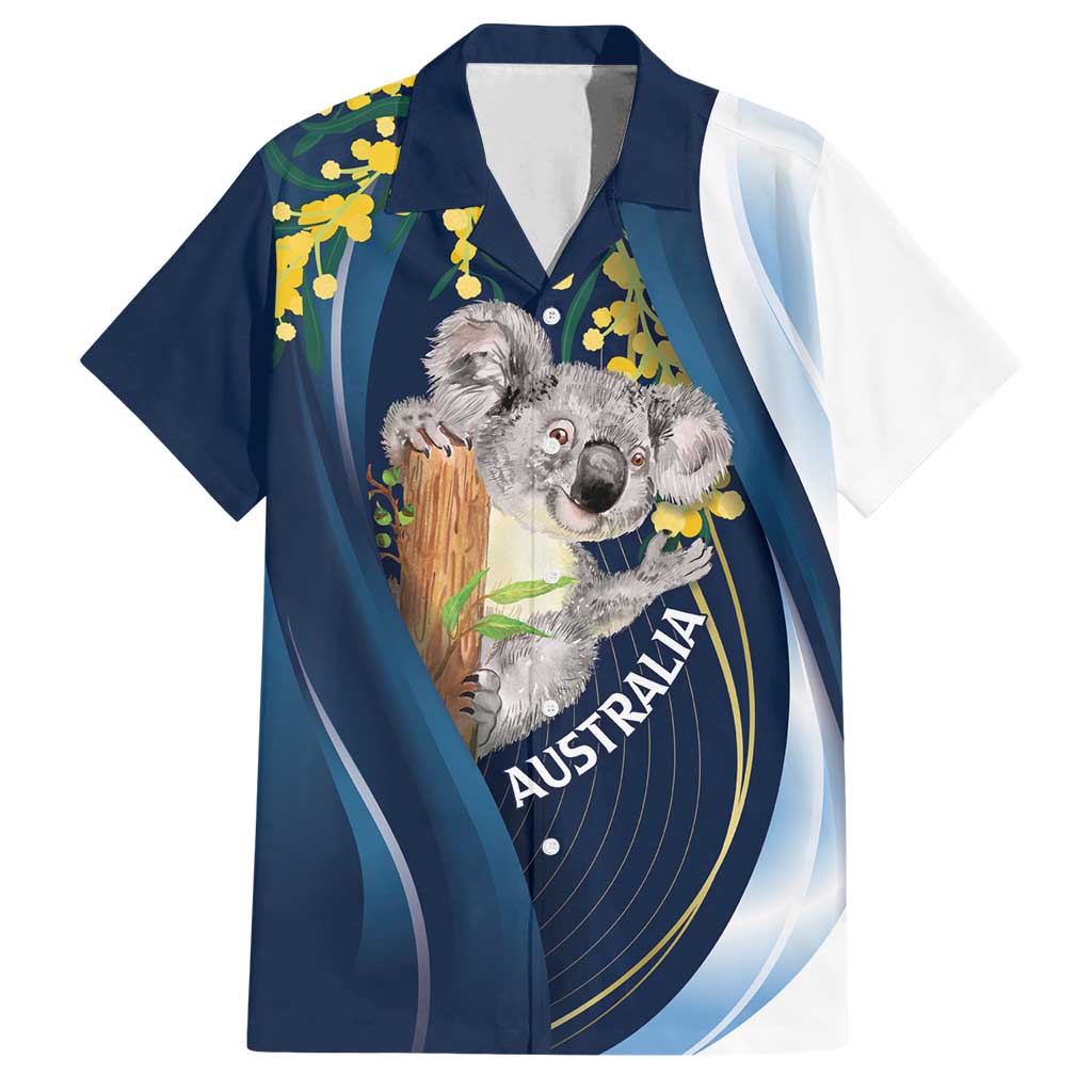 Australia Day Family Matching Off Shoulder Maxi Dress and Hawaiian Shirt Koala Blue Modern Vibe