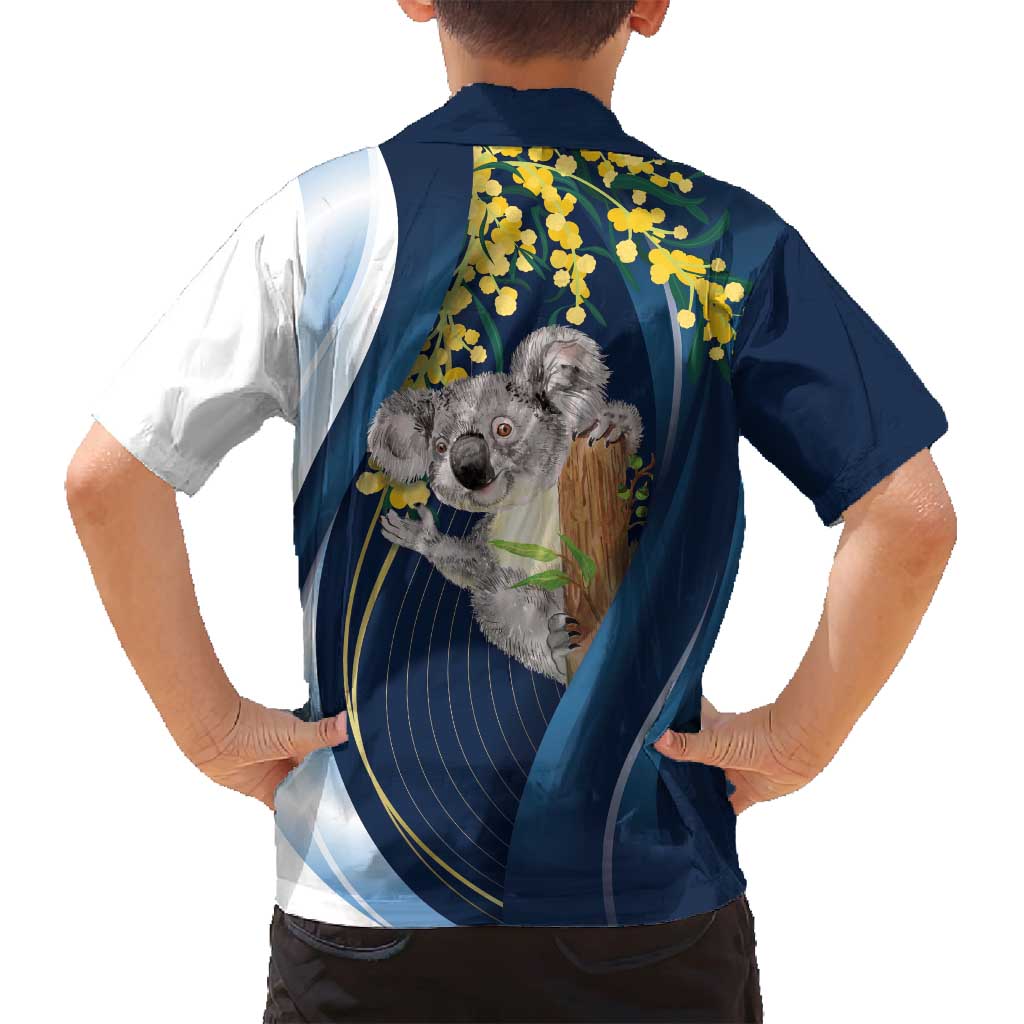 Australia Day Family Matching Off Shoulder Short Dress and Hawaiian Shirt Koala Blue Modern Vibe