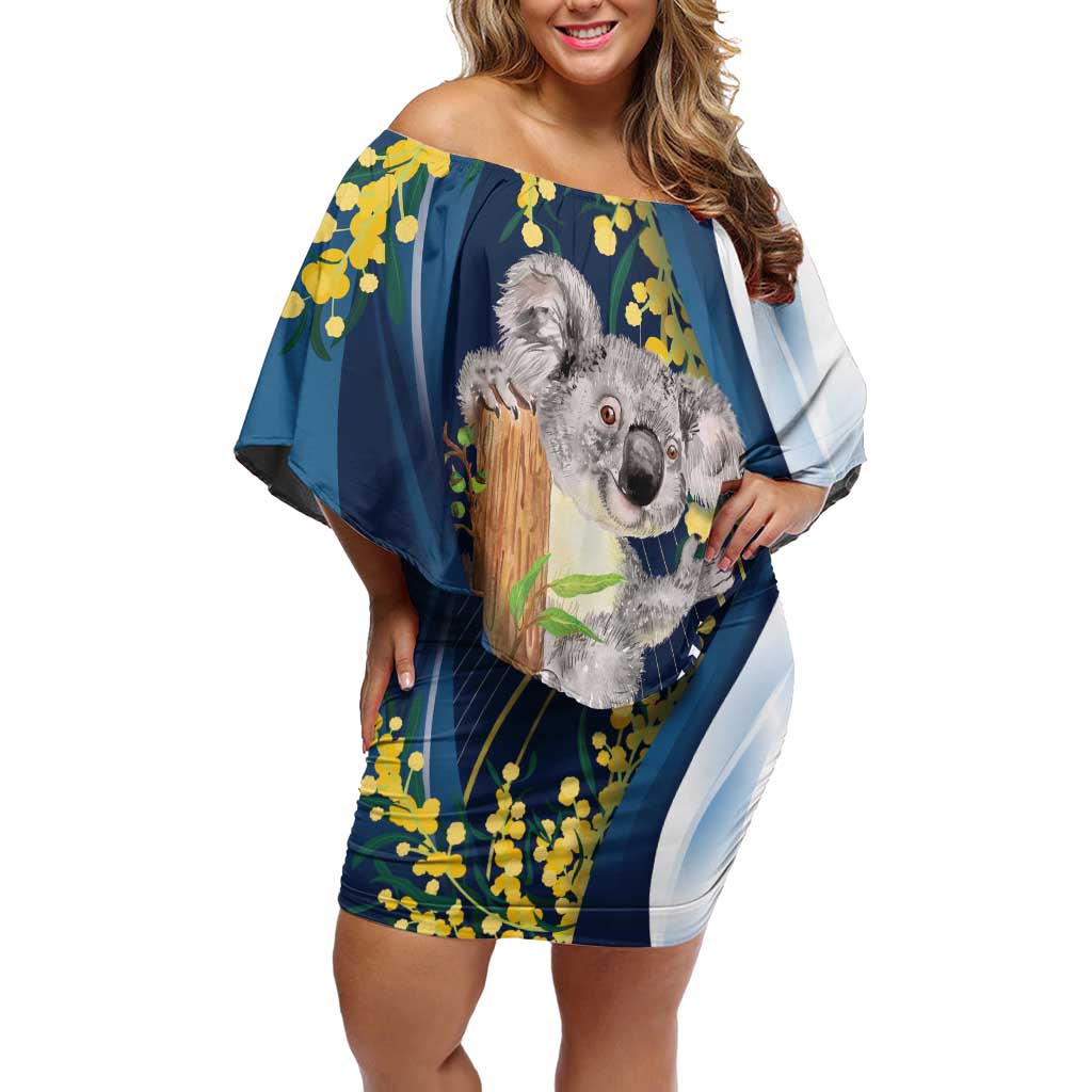 Australia Day Family Matching Off Shoulder Short Dress and Hawaiian Shirt Koala Blue Modern Vibe