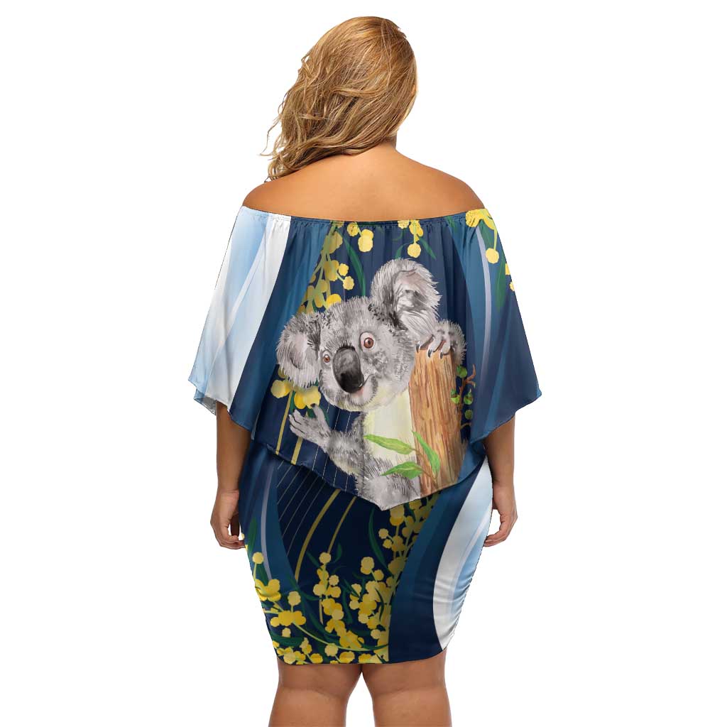 Australia Day Family Matching Off Shoulder Short Dress and Hawaiian Shirt Koala Blue Modern Vibe