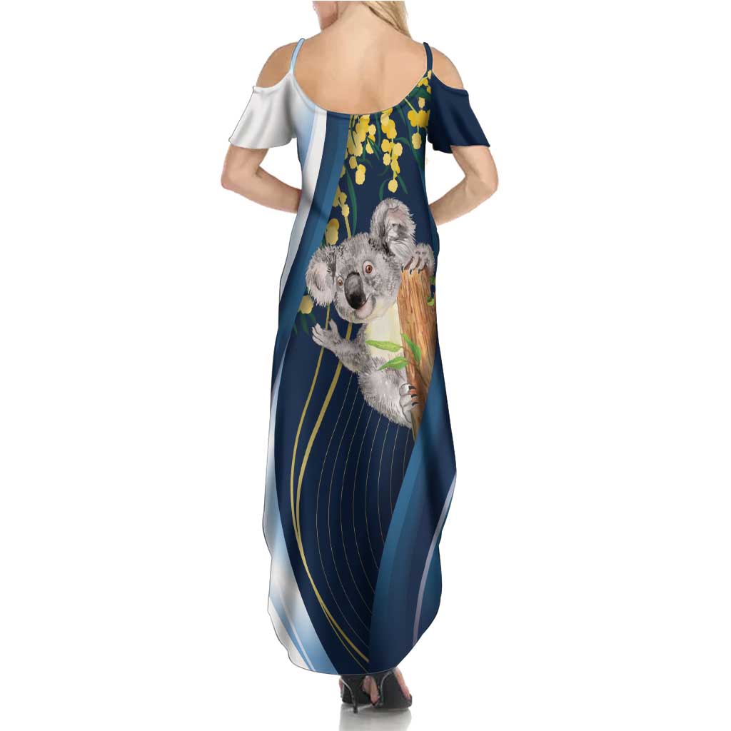 Australia Day Family Matching Summer Maxi Dress and Hawaiian Shirt Koala Blue Modern Vibe