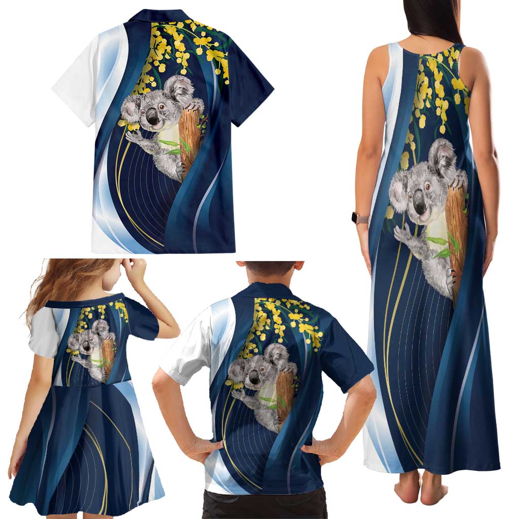 Australia Day Family Matching Tank Maxi Dress and Hawaiian Shirt Koala Blue Modern Vibe