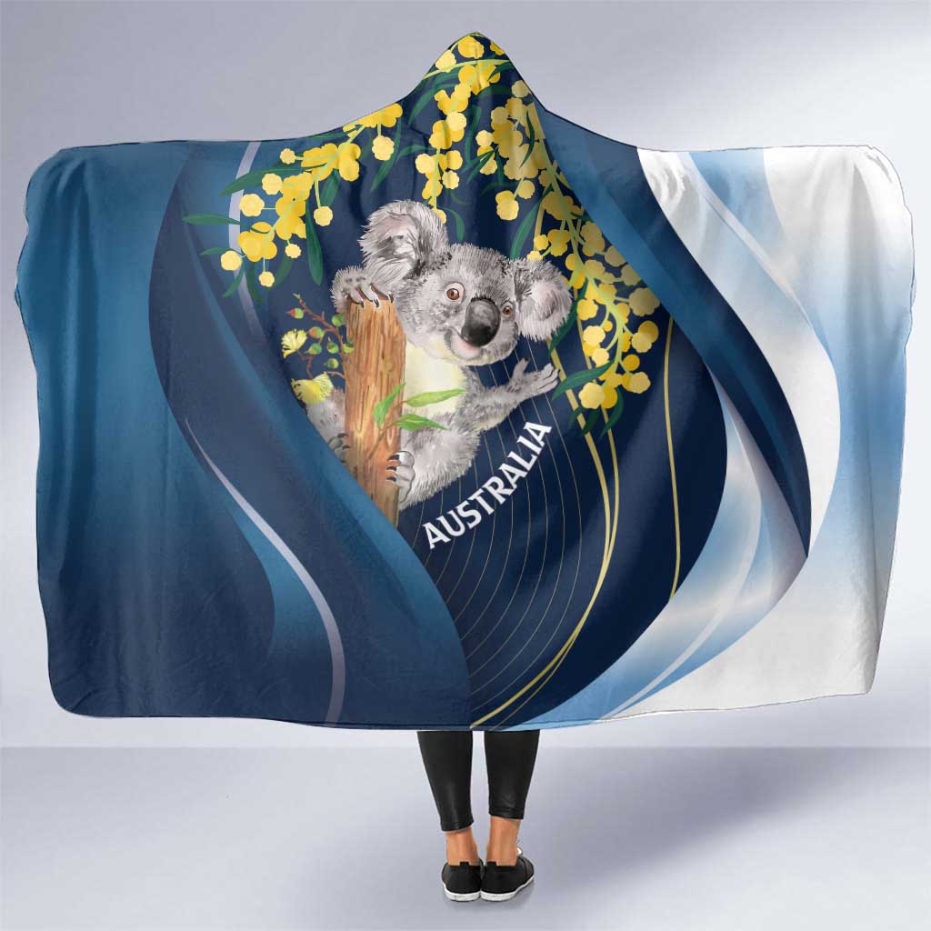 Australia Day Hooded Blanket Koala Blue Modern Vibe