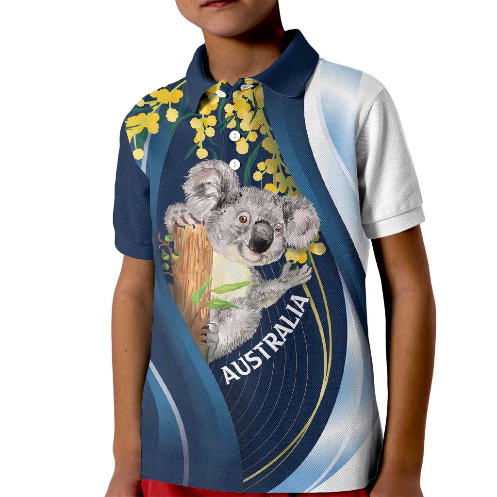 Australia Day Kid Polo Shirt Koala Blue Modern Vibe - Vibe Hoodie Shop