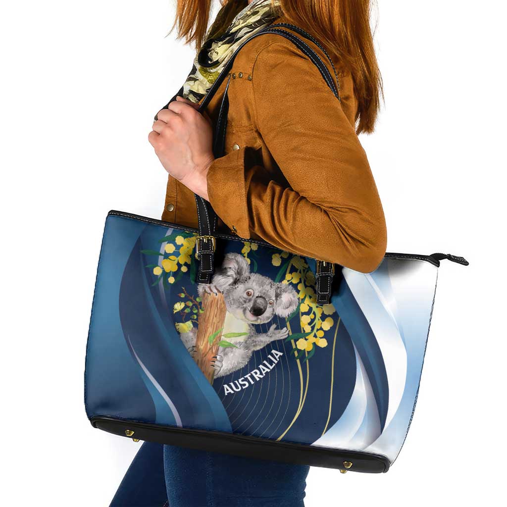 Australia Day Leather Tote Bag Koala Blue Modern Vibe