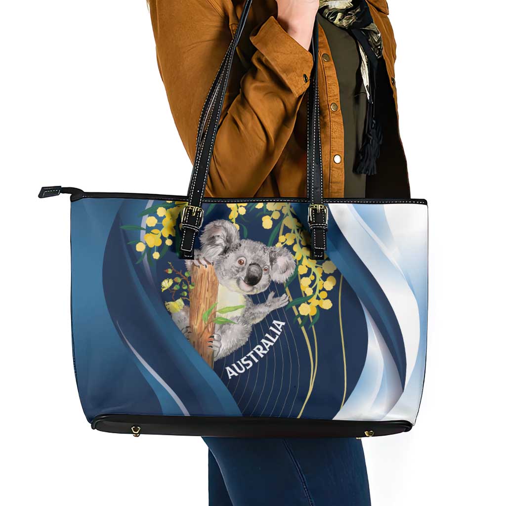 Australia Day Leather Tote Bag Koala Blue Modern Vibe