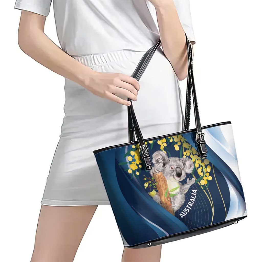 Australia Day Leather Tote Bag Koala Blue Modern Vibe