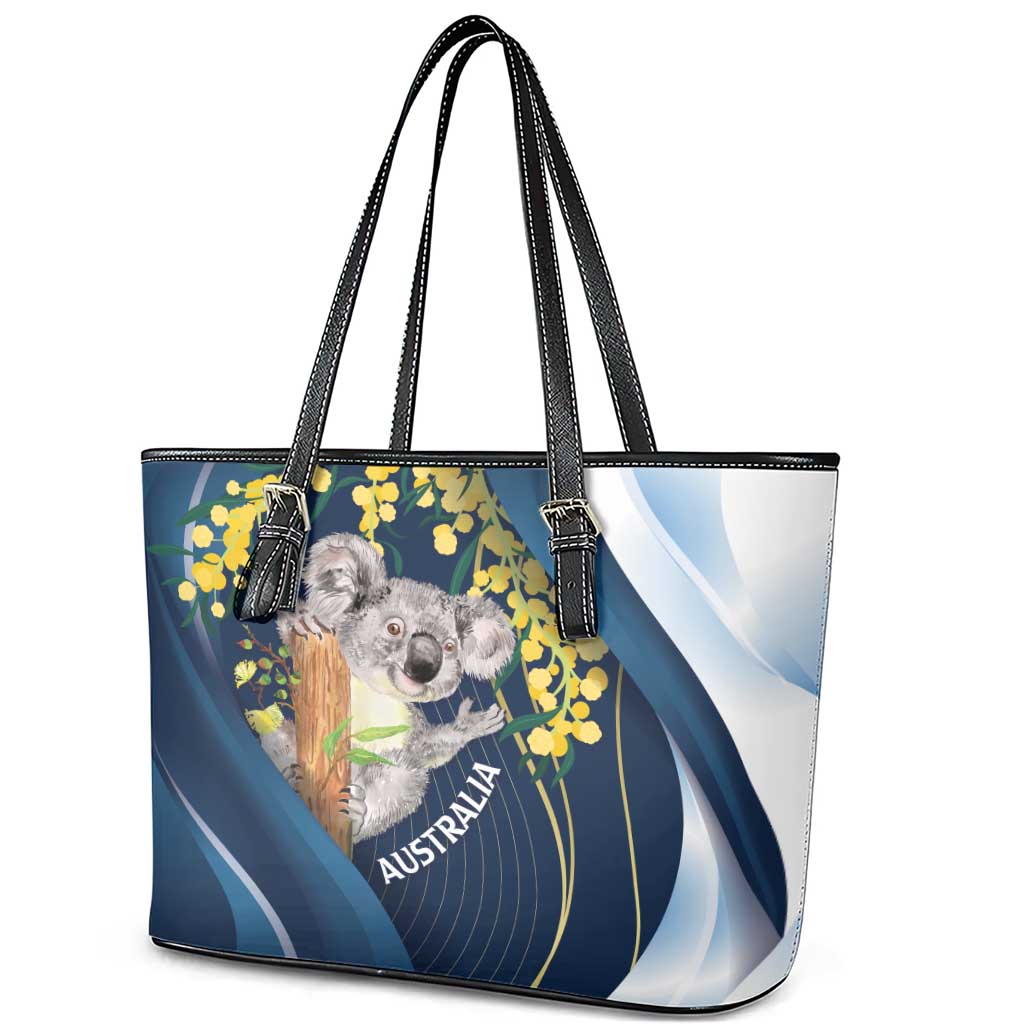 Australia Day Leather Tote Bag Koala Blue Modern Vibe