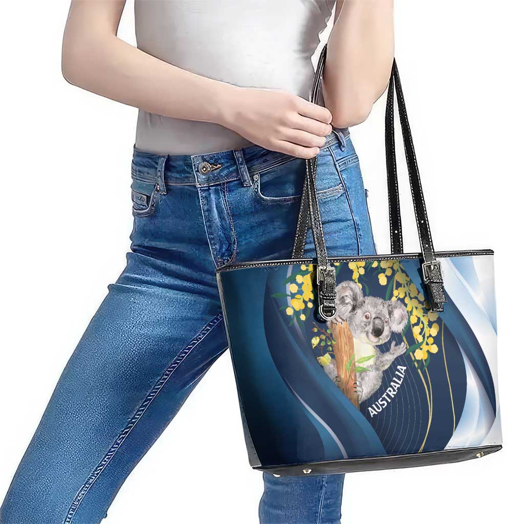 Australia Day Leather Tote Bag Koala Blue Modern Vibe