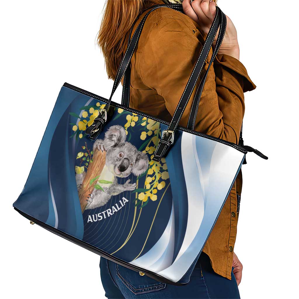 Australia Day Leather Tote Bag Koala Blue Modern Vibe