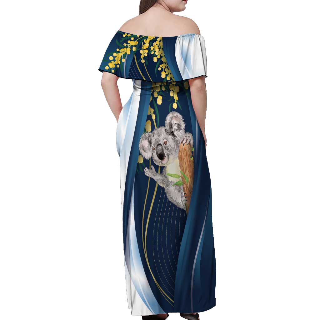 Australia Day Off Shoulder Maxi Dress Koala Blue Modern Vibe