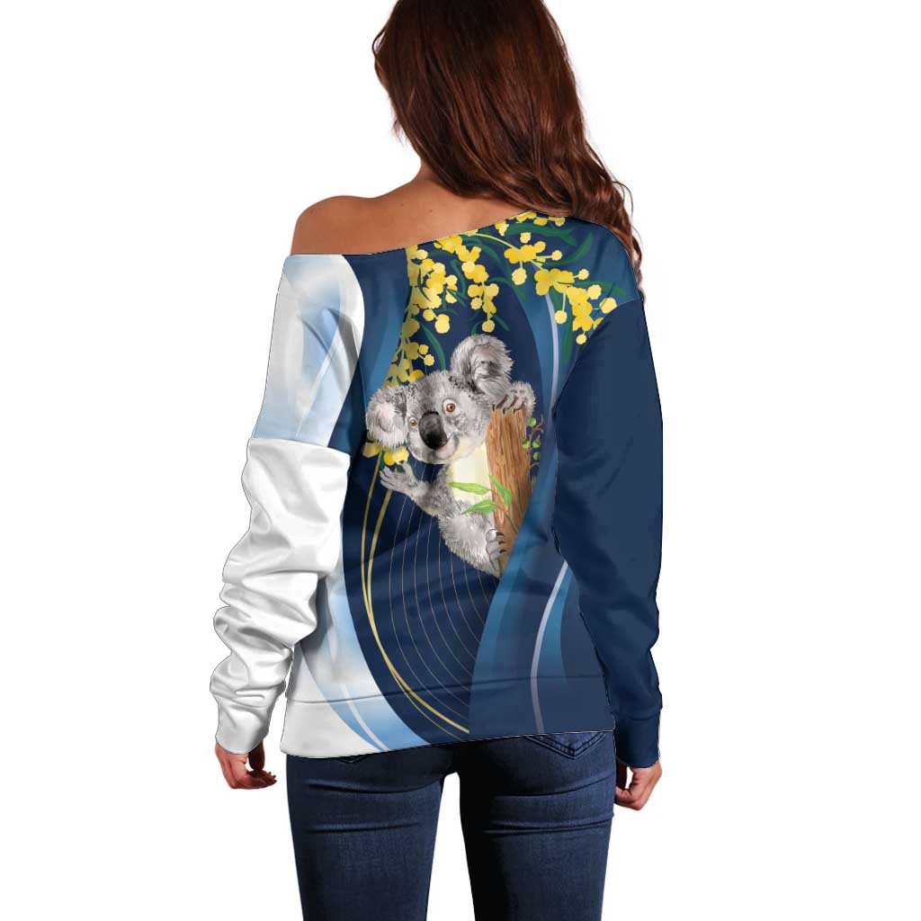 Australia Day Off Shoulder Sweater Koala Blue Modern Vibe - Vibe Hoodie Shop