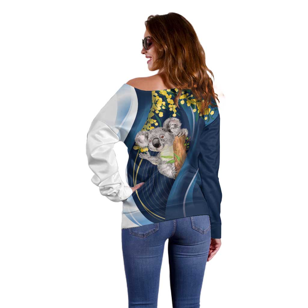 Australia Day Off Shoulder Sweater Koala Blue Modern Vibe - Vibe Hoodie Shop