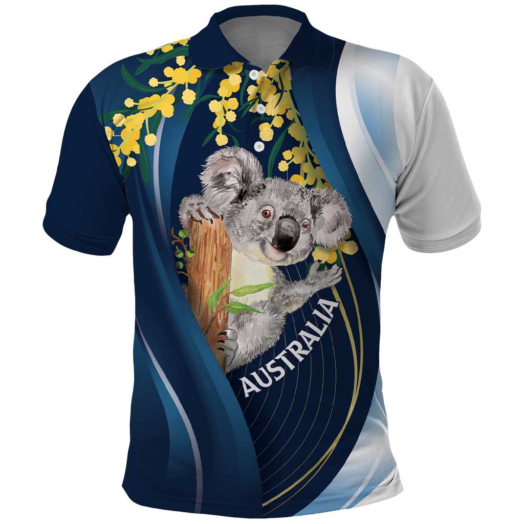 Australia Day Polo Shirt Koala Blue Modern Vibe - Vibe Hoodie Shop