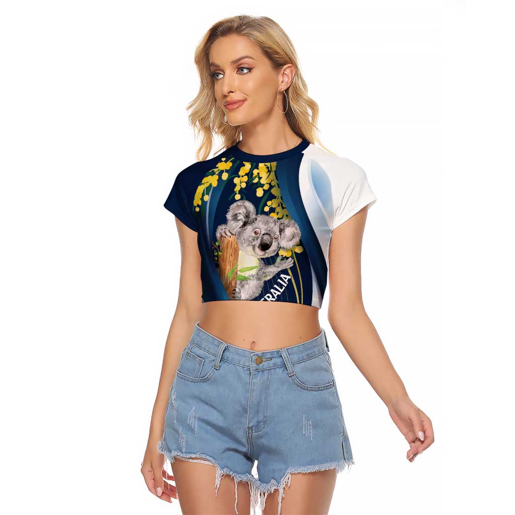 Australia Day Raglan Cropped T Shirt Koala Blue Modern Vibe - Vibe Hoodie Shop