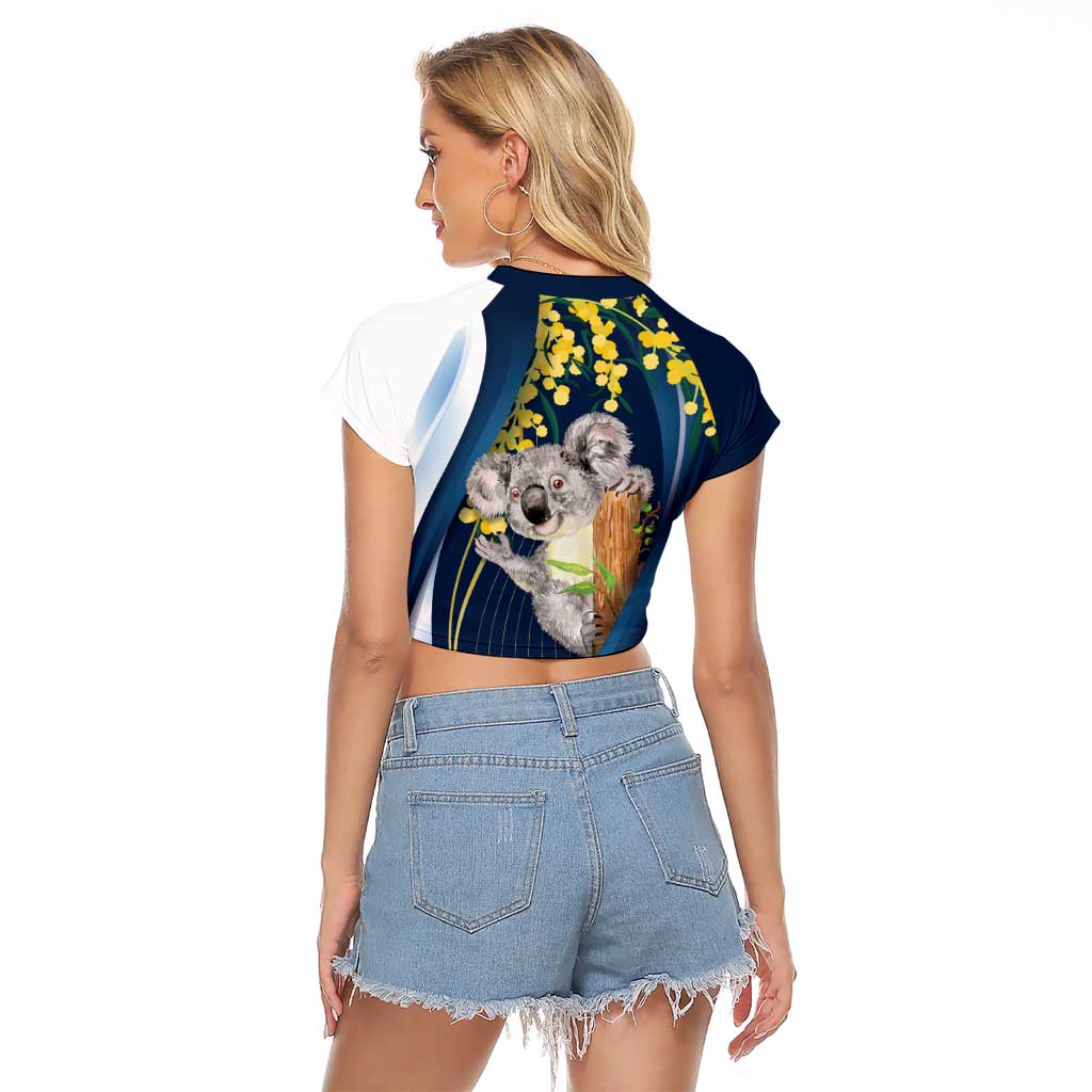 Australia Day Raglan Cropped T Shirt Koala Blue Modern Vibe - Vibe Hoodie Shop