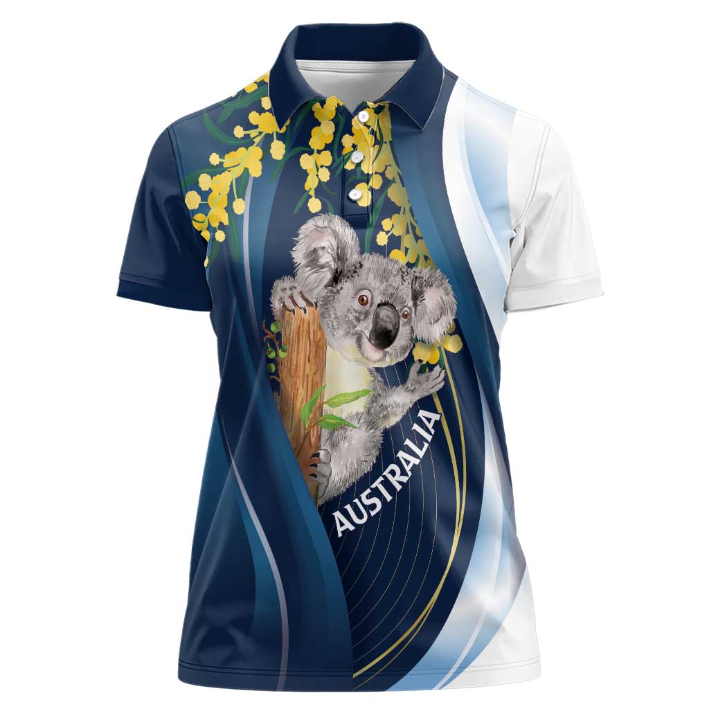 Australia Day Women Polo Shirt Koala Blue Modern Vibe - Vibe Hoodie Shop