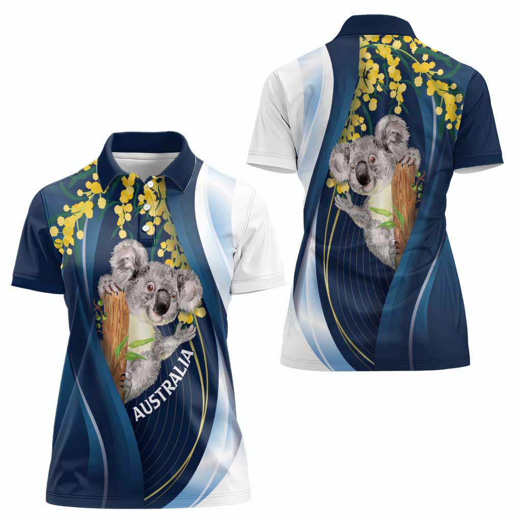 Australia Day Women Polo Shirt Koala Blue Modern Vibe - Vibe Hoodie Shop