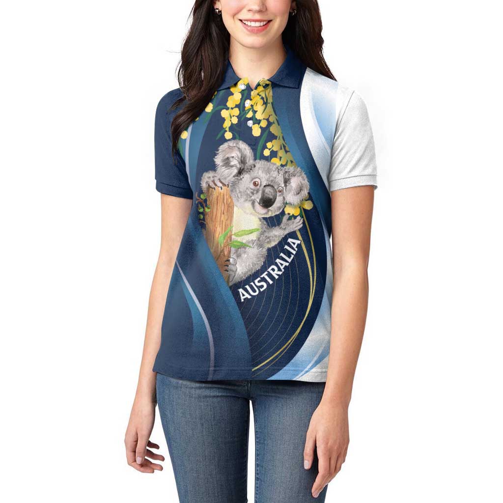 Australia Day Women Polo Shirt Koala Blue Modern Vibe - Vibe Hoodie Shop