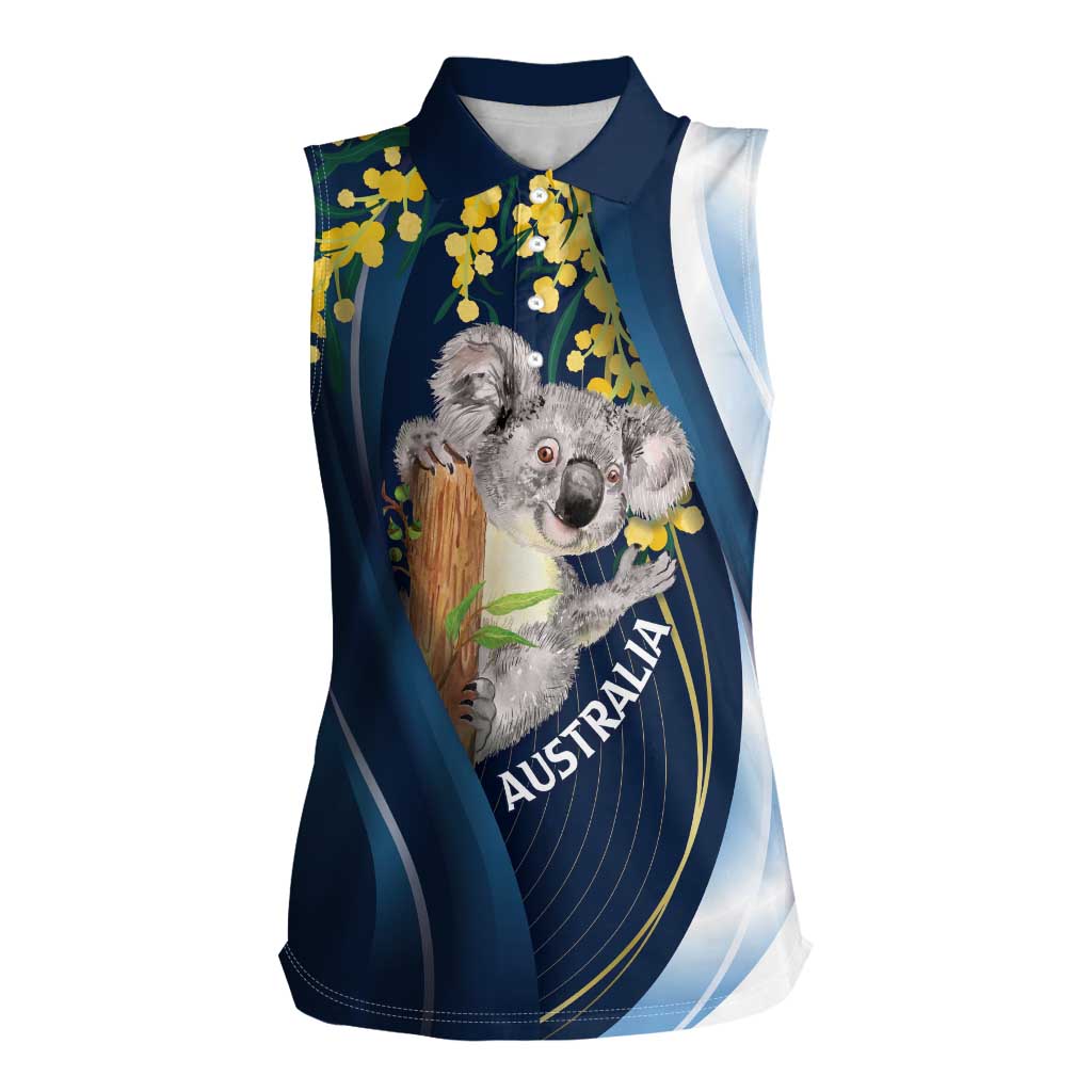 Australia Day Women Sleeveless Polo Shirt Koala Blue Modern Vibe