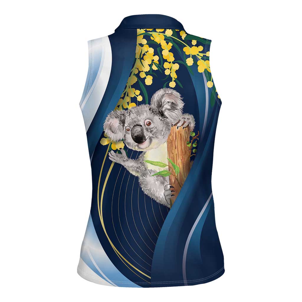 Australia Day Women Sleeveless Polo Shirt Koala Blue Modern Vibe