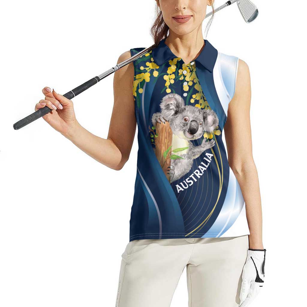 Australia Day Women Sleeveless Polo Shirt Koala Blue Modern Vibe