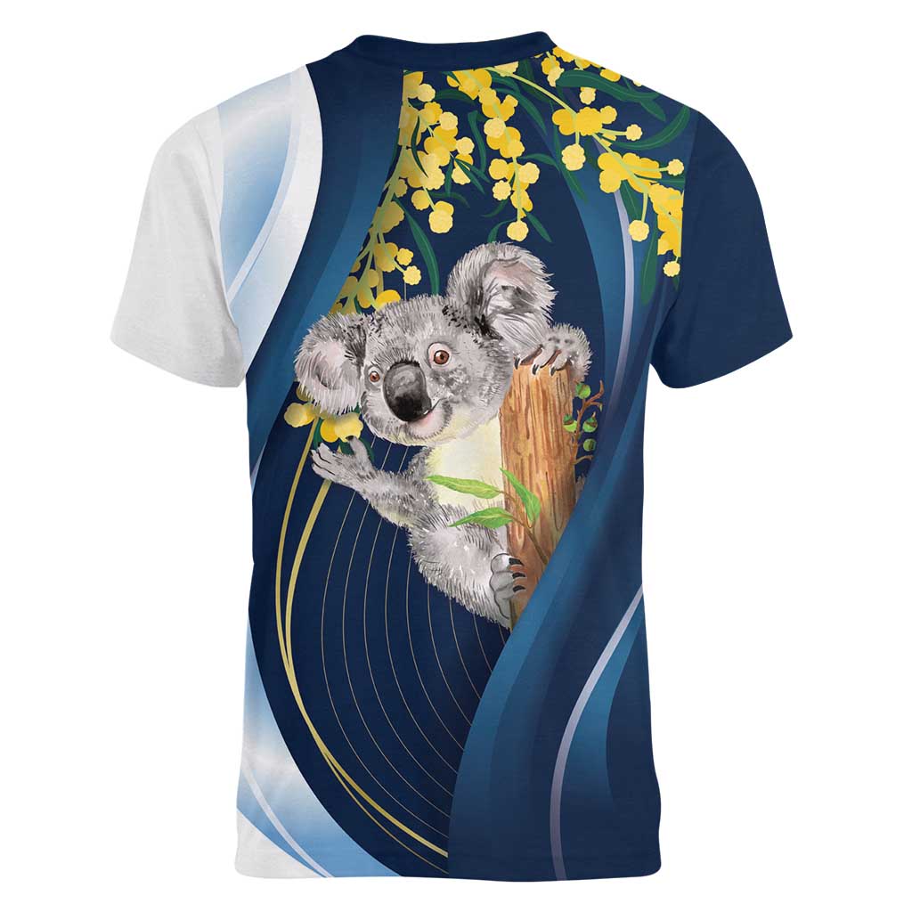 Australia Day Women V-Neck T-Shirt Koala Blue Modern Vibe - Vibe Hoodie Shop