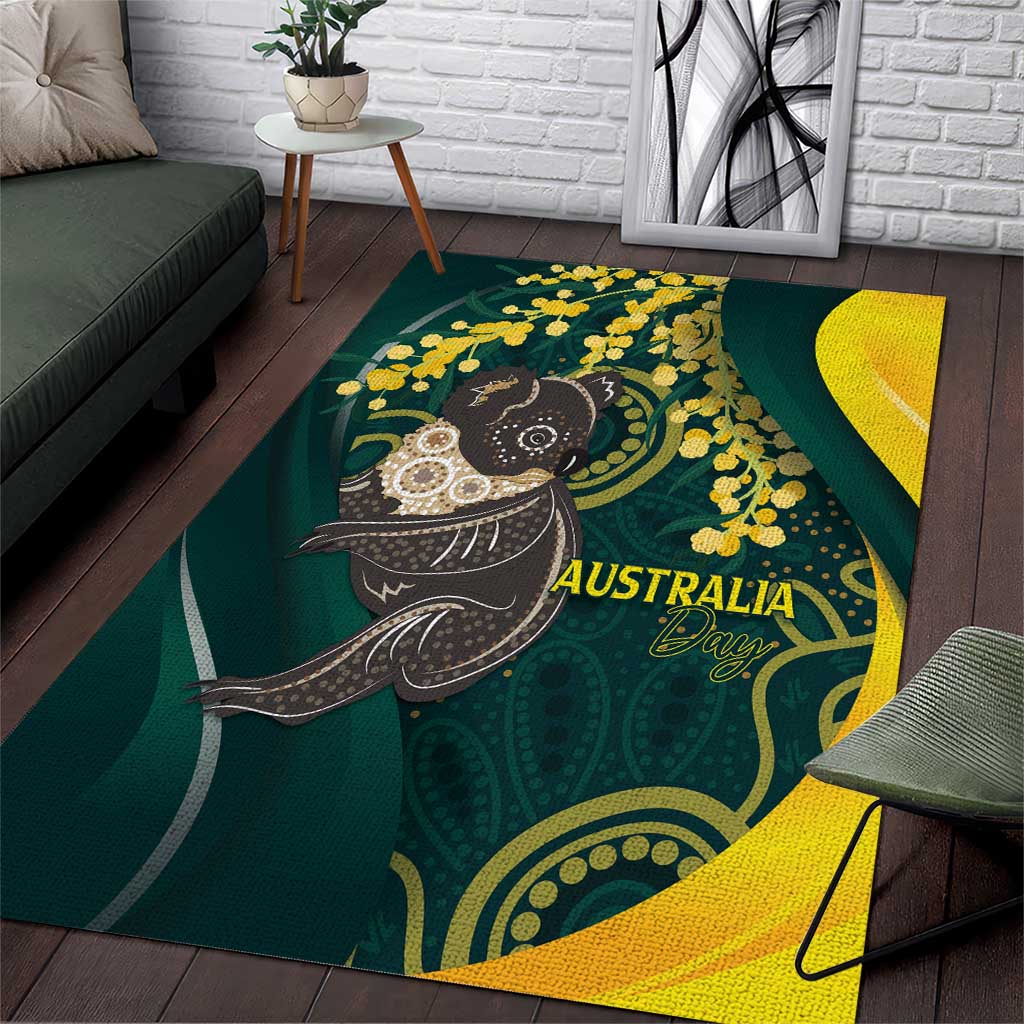 Australia Day Area Rug Koala Aboriginal Art - Vibe Hoodie Shop