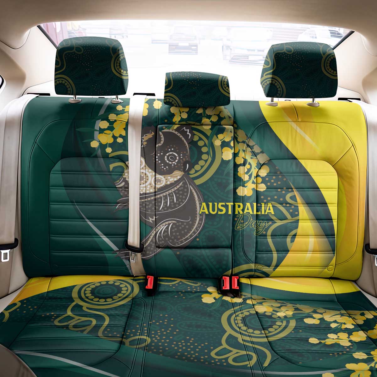 Australia Day Back Car Seat Cover Koala Aboriginal Art