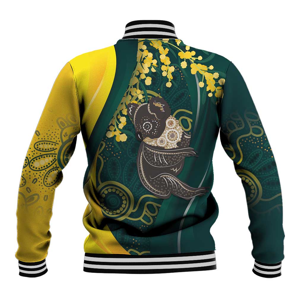 Australia Day Baseball Jacket Koala Aboriginal Art - Vibe Hoodie Shop