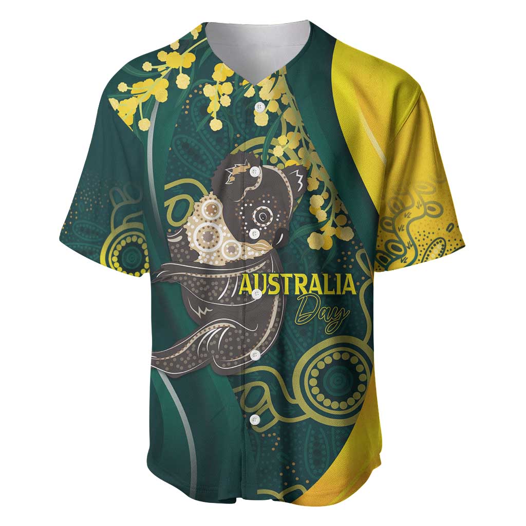 Australia Day Baseball Jersey Koala Aboriginal Art - Vibe Hoodie Shop