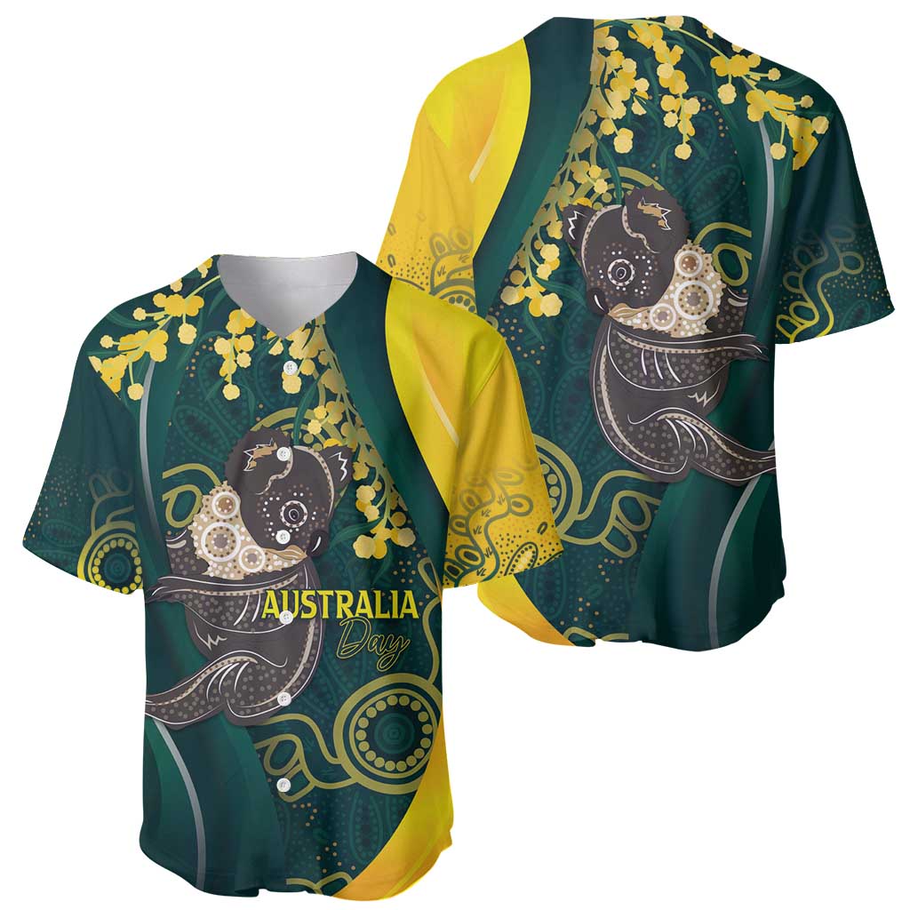 Australia Day Baseball Jersey Koala Aboriginal Art - Vibe Hoodie Shop