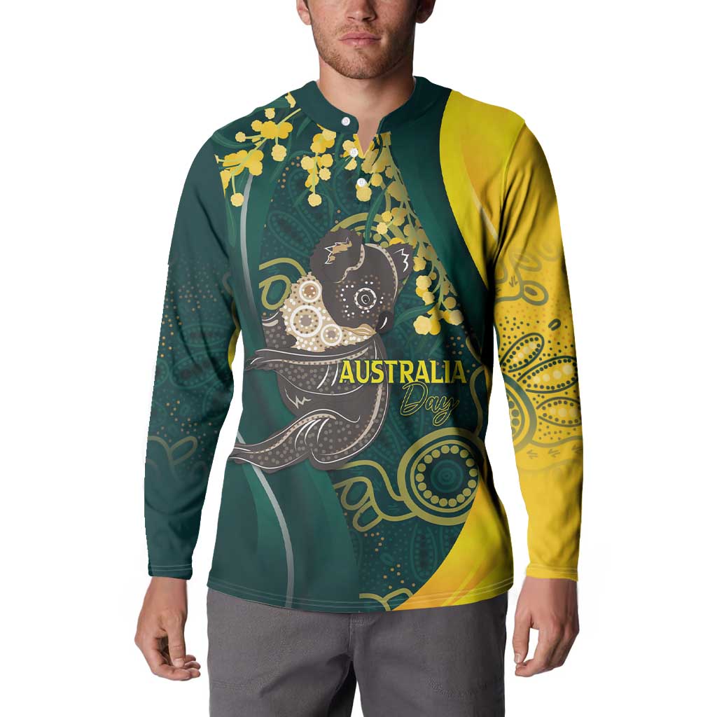 Australia Day Button Sweatshirt Koala Aboriginal Art