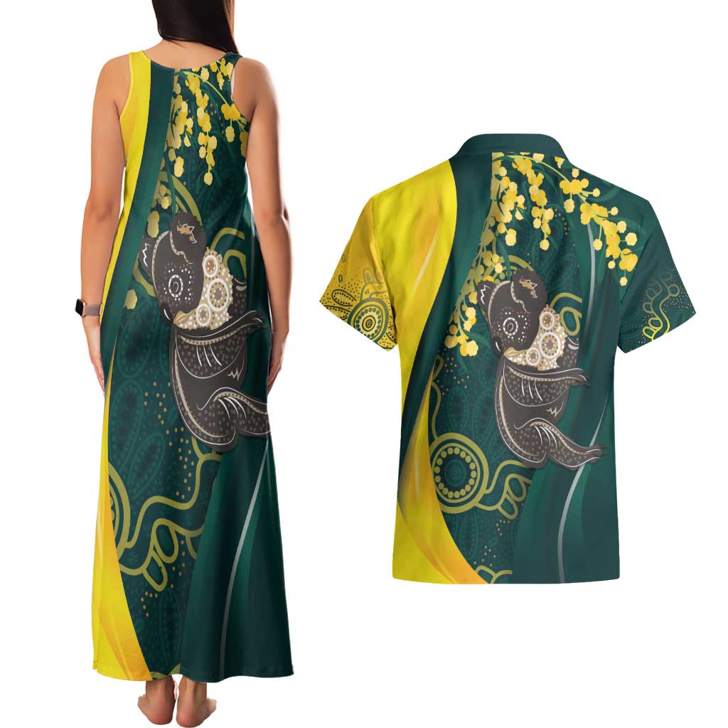 Australia Day Couples Matching Tank Maxi Dress and Hawaiian Shirt Koala Aboriginal Art