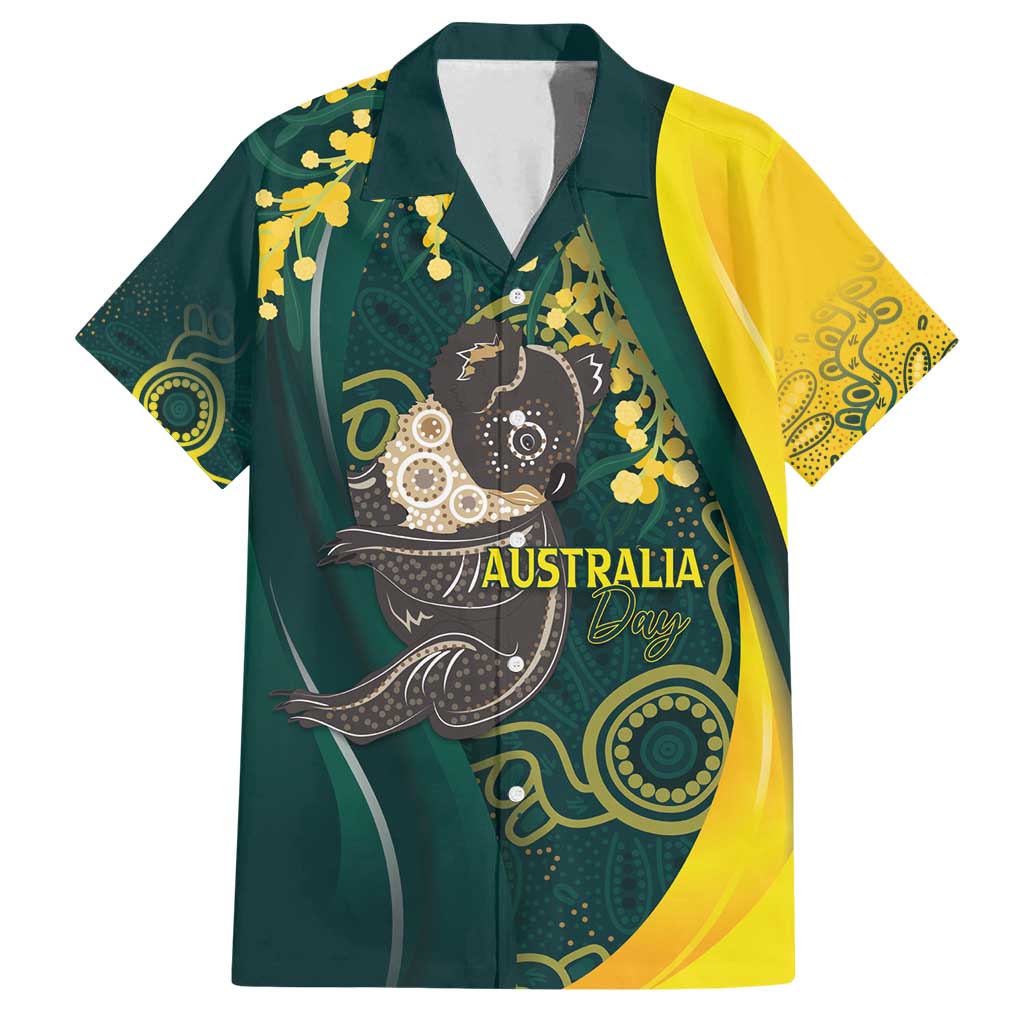 Australia Day Family Matching Long Sleeve Bodycon Dress and Hawaiian Shirt Koala Aboriginal Art