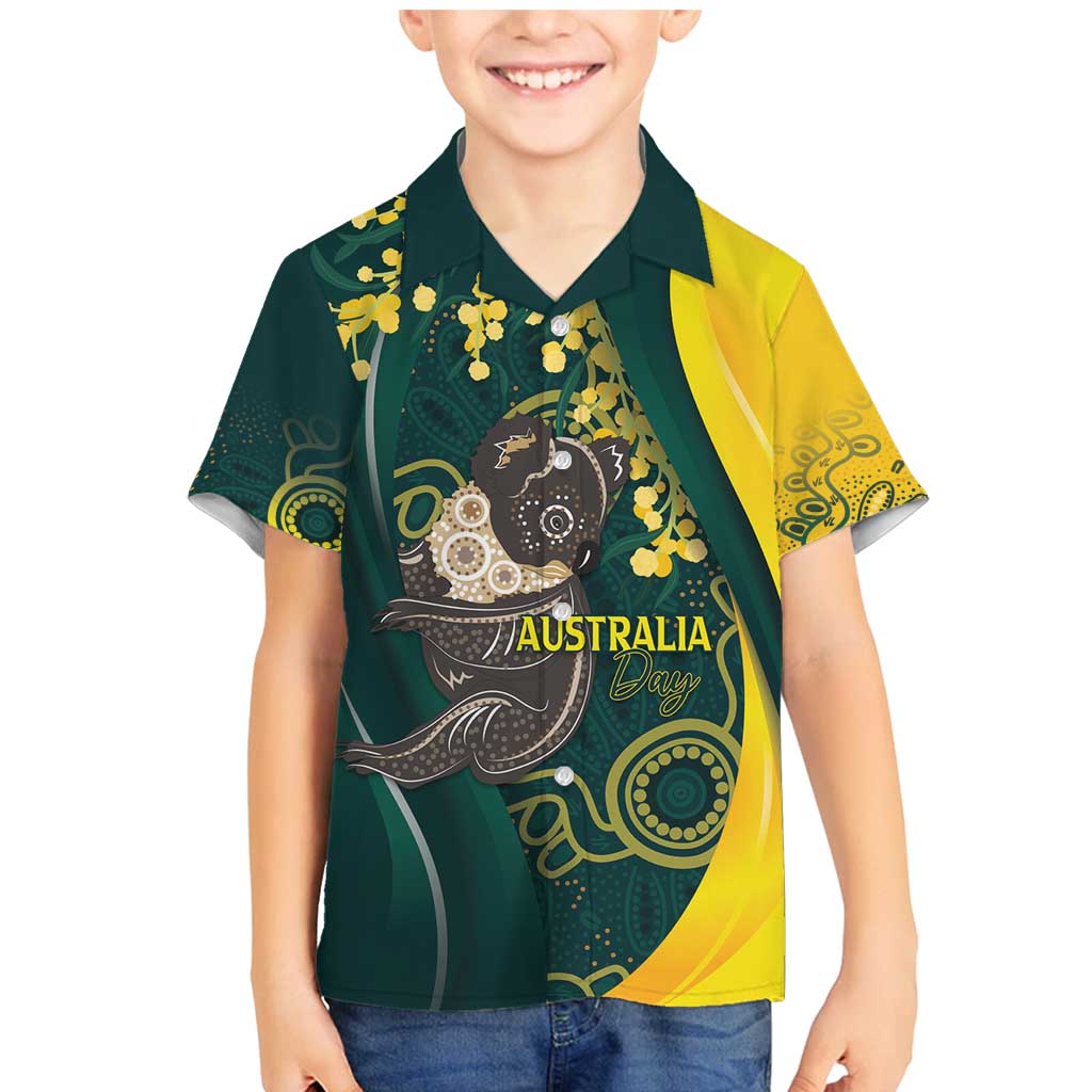 Australia Day Family Matching Mermaid Dress and Hawaiian Shirt Koala Aboriginal Art